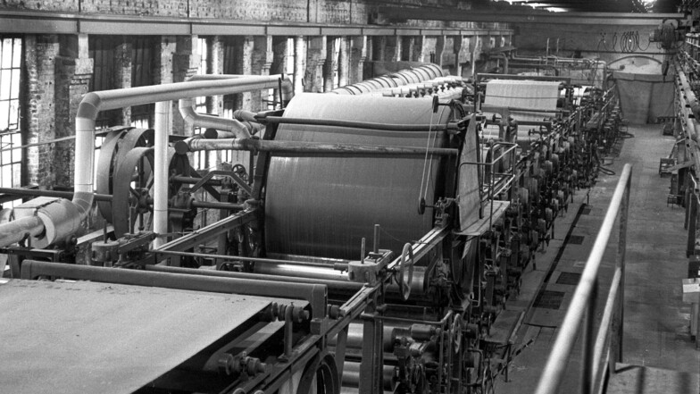 Zweigeteilt: Es gab im Werk eine Seite für die modernere Papiermaschine und eine Kartonseite mit zwei Maschinen. Die Strecke war 50 bis 60 Meter lang.