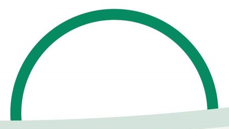 Der Halbkreis soll symbolisch die Rakotzbrücke in Kromlau darstellen - und repräsentiert den Norden.
