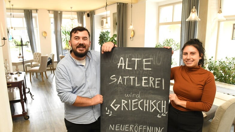 Flosad und Julia Vrapi sind die neuen Betreiber des Gasthauses "Alte Sattlerei" in Dippoldiswalde. Sie öffnen dieses am 14. September mit neuem Konzept.