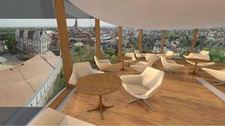 Café mit Aussicht: Solch einen tollen Blick über die Stadt könnte das Dachcafé im Burgwasserturm bieten.