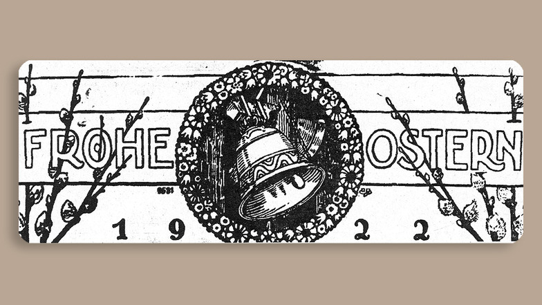 Ostersymbole, die in dieser Anordnung vor 100 Jahren in fast allen Schaufenstern des Freitaler Handels und in der Freitaler Lokalzeitung zu sehen waren.