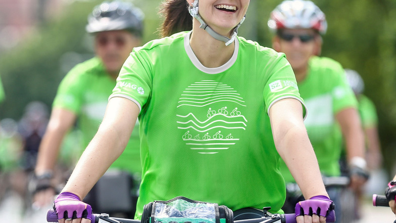 Bitte strahlen! So viel Freude hatte Nicole Niemann auf dem Fahrradfest 2018 - eine fotogene Spontanaufnahme. 