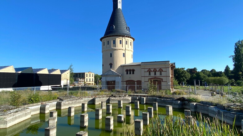 Der Wasserturm auf dem ehemaligen Lautex-Gelände.