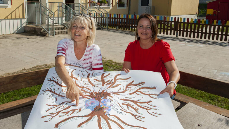 Die langjährige Erzieherin Birgit Schumann (l.) und die Leiterin des Kindergartens Sandra Herzenberger sind von ihrem Konzept überzeugt. Wie ein Baum entwickelten sich immer neue Möglichkeiten.