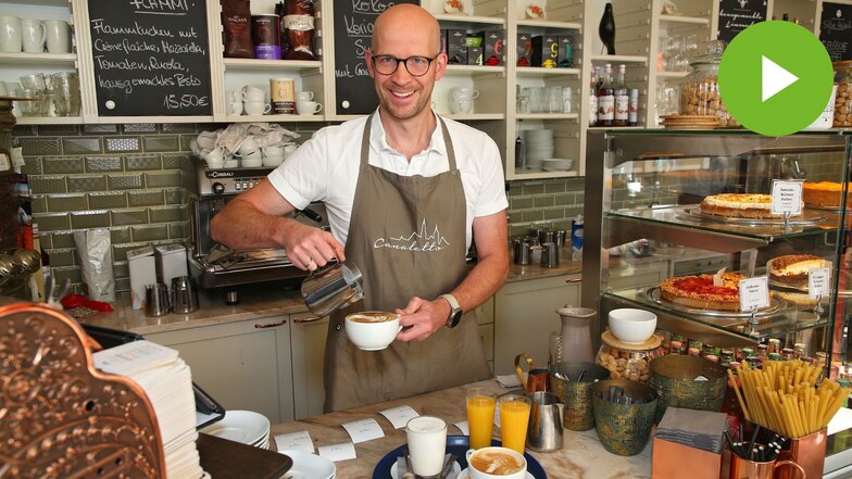 Der strahlende Sieger: Marcus Galle liebt guten Kaffee und brennt für Gastronomie. Er hat das Café Canaletto 2018 in Pirna eröffnet.