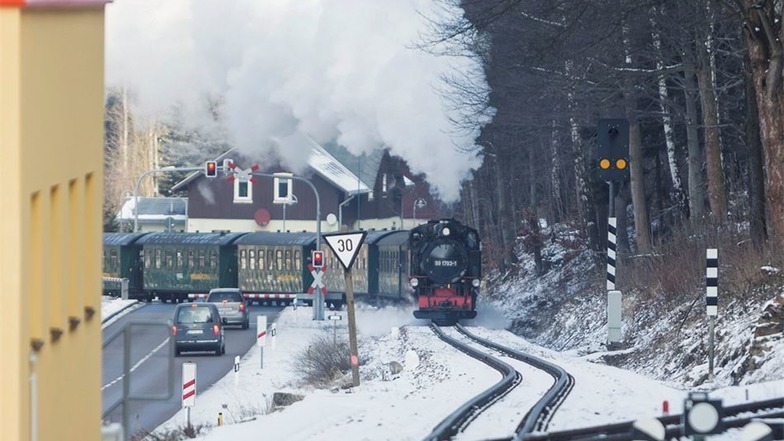 Auf den letzten Metern vor Kipsdorf braucht der Zug noch einmal richtig Dampf und dafür gute Kohle.