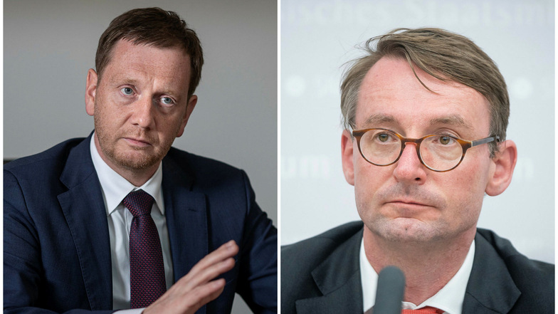 Sachsens Ministerpräsident Michael Kretschmer (l.) spricht Innenminister Roland Wöller (beide CDU) sein Vertrauen aus.