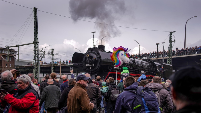 Zahlreiche historische Lokomotiven wurden am Dresdner Eisenbahnmuseum in Fahrt präsentiert. Doch nicht nur auf dem Festgelände, auch auf der Nossener Brücke tummelten sich viele Neugierige.