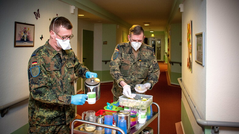 Lediglich 75 Bundeswehrsoldaten waren bis Anfang Februar während der Corona-Pandemie in Sachsen in Altenheimen im Einsatz.