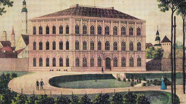 Zeitgenössische Darstellung der neuen Zittauer Baugewerkschule, deren Grundstein vor 175 Jahren gelegt wurde.
