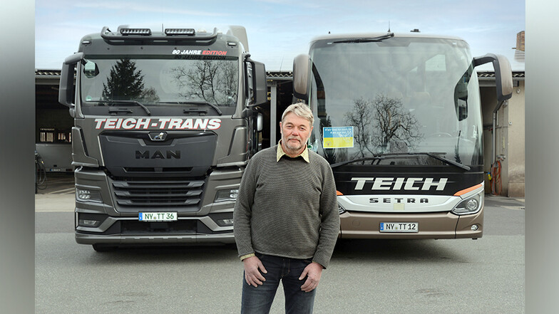 Peter Teich (im Foto) führt zusammen mit seinem Bruder Falk Teich das Transport- und Busunternehmen Teich-Trans und Teich-Touristik in Steinölsa.