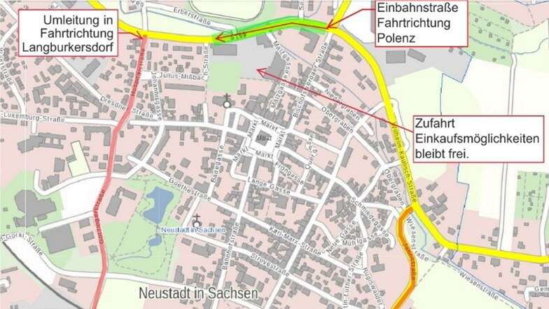An der Wilhelm-Kaulisch-Straße in Neustadt wird gebaut. Der Verkehr wird teilweise umgeleitet.