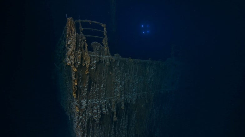 Dieses von der RMS Titanic Inc. veröffentlichte Bild zeigt den Bug der Titanic mit einem großen Teil der fehlenden Decksreling.