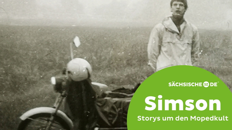 Ronald Rathke mit seiner Simson S 50. Voll bepackt ging es 1981 mit dem Moped zum Zelturlaub nach Prag.