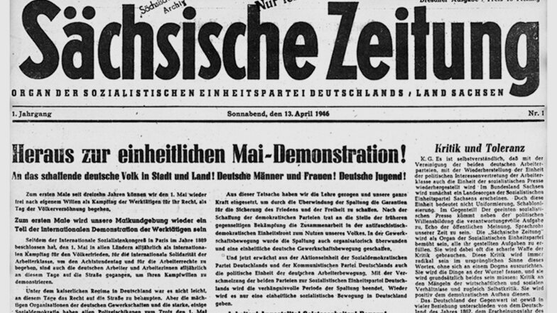 Am 13. April 1946 wurde die erste Ausgabe der SZ gedruckt. So sah sie damals aus.
