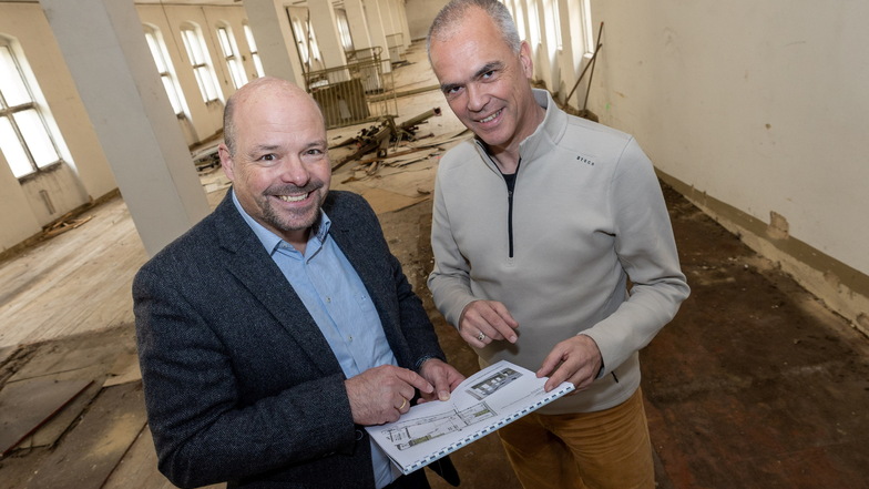 Eigentümer Robert Breitsamer (links) und der Architekt Christian Taufenbach in der Alten Bienenwirtschaft. Wird Meißen bald Zentrum für die Kreativwirtschaft?