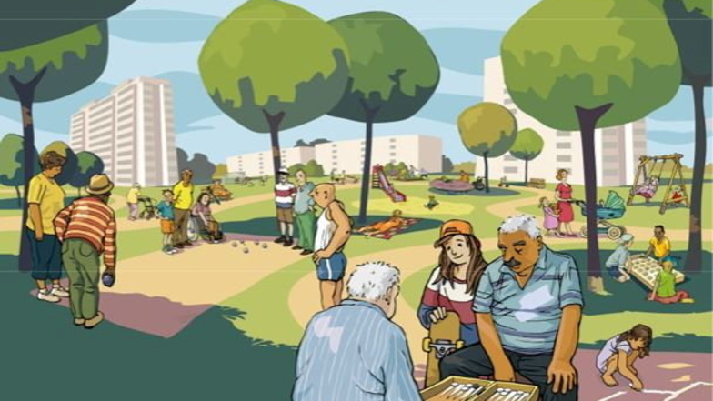 Vision für den neuen "Spielpark ohne Grenzen" auf dem Sonnenstein: Ein Spielareal für alle Generationen.