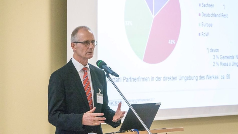 Gute Nachrichten hatte Werkleiter Gerd Kunkel beim diesjährigen Besuch der Nachbarn – die Wacker Chemie AG investiert weiterhin kräftig in ihren Nünchritzer Standort.