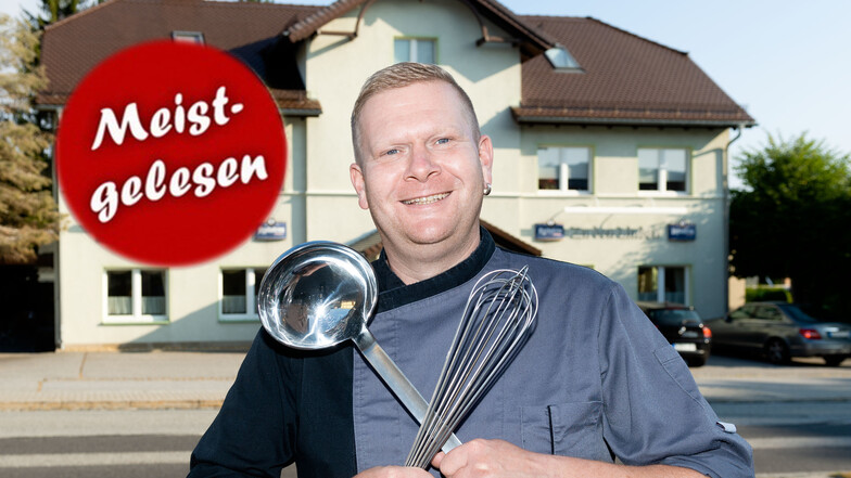 Maik Ebert betreibt in Wehrsdorf die Gaststätte „Zu den Linden“. Seit Kurzem bietet er montags bis freitags schnelles Mittagessen an. Schneebesen und Kelle braucht er dennoch, denn alles wird frisch gekocht.