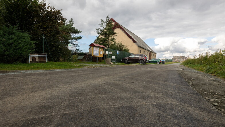 Die Zufahrt zum Tierheim Pirna in Krietzschwitz wurde jetzt geteert, zuvor war es eine Schotterpiste mit Schlaglöchern.