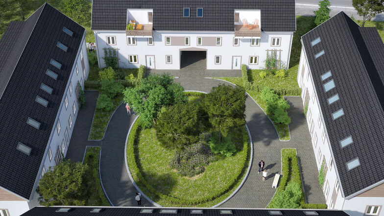In der MItte soll ein Innenhof mit viel Grün entstehen, den die Bewohner gemeinschaftlich nutzen.