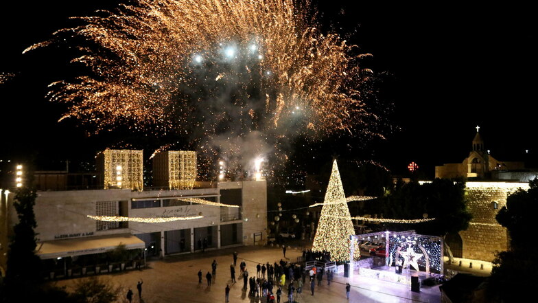 Blick auf den Krippenplatz vor der Geburtskirche in Bethlehem. Am 24. Dezember ist in Oberlichtenau eine Live-Schaltung in die Stadt zu erleben, die laut Überlieferung der Geburtsort Jesu ist.