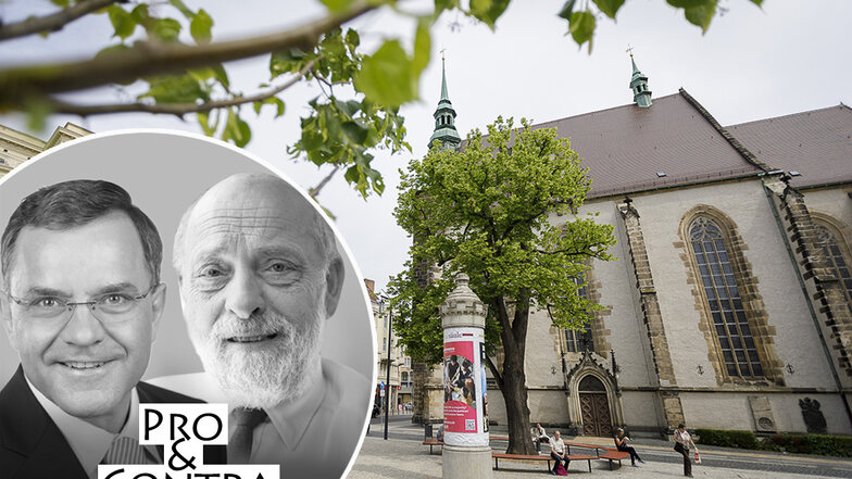 Um diesen Platz an der Frauenkirche in Görlitz wird gerade viel diskutiert. Soll er "Platz der Friedlichen Revolution" heißen? Zwei prominente Görlitzer äußern sich dazu: Volker Bandmann und Peter Stosiek.