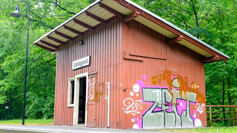 Den Haltepunkt Lößnitzgrund haben Sprayer in der Vergangenheit mit illegalen Graffiti beschmiert.