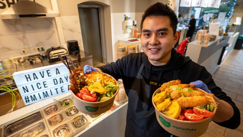 Ky Nguyen, Inhaber von dem Café Mimitea in Pirna, bietet jetzt auch deftige Bowls an.
