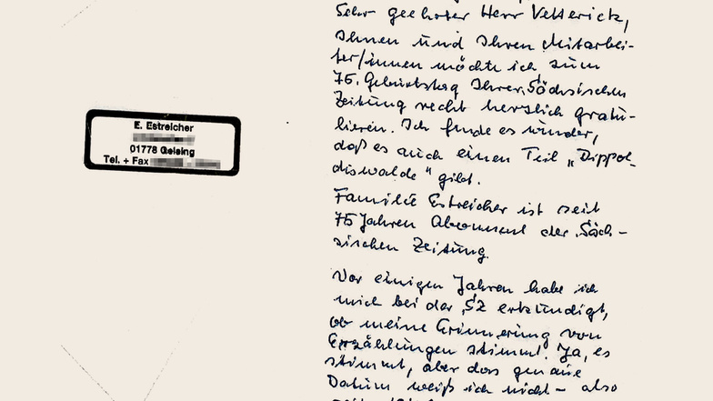 Diesen Brief hat Elisabeth Estreicher der SZ zum 75. Jubiläum geschrieben.