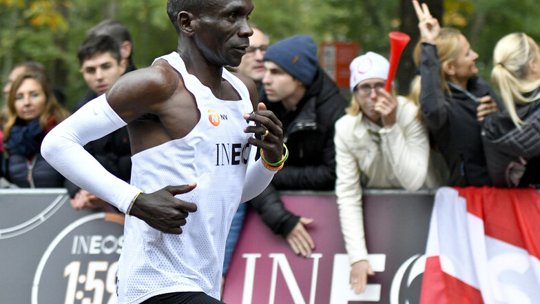 Wien am 12. Oktober 2019: Marathon-Weltrekordhalter Eliud Kipchoge läuft im Rahmen der "Ineos 1:59 Challenge".