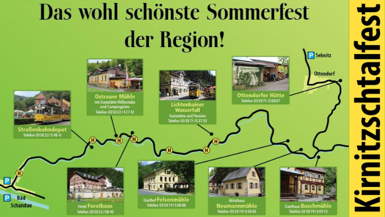 The Valley is celebrating, celebrate with us!  Many outstanding events for young and old await you from Bad Schandau to Ottendorf!  Tip: Collect stamps during the Kernitz Valley Festival!  Obtain a receipt from every hostel you've stayed at, 5