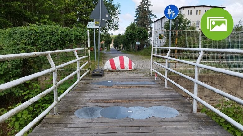 Stadt Ostritz flickt Neißebrücke mit Verkehrsschildern