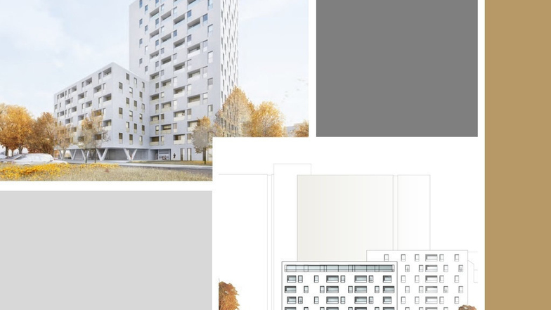 An der Florian-Geyer-Straße soll ein Neubau entstehen. Links ist das Hochhaus zu sehen, gegen das sich Anwohner erfolgreich wehrte. Rechts nun der niedrigere Komplex, der jetzt vorgestellt wurde.