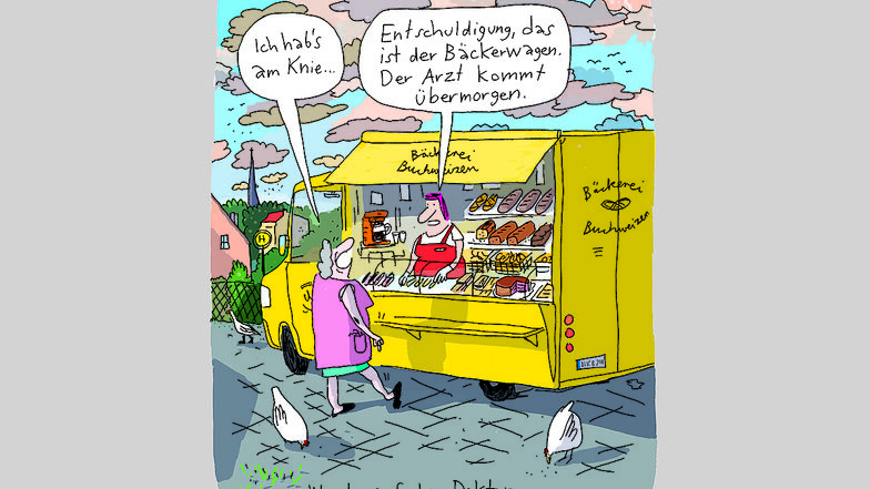 Die Siegerkarikatur des zum zweiten Mal vergebenen Heinrich-Zille-Karikaturenpreises der Stadt Radeburg. Gezeichnet hat sie der Leipziger Beck.