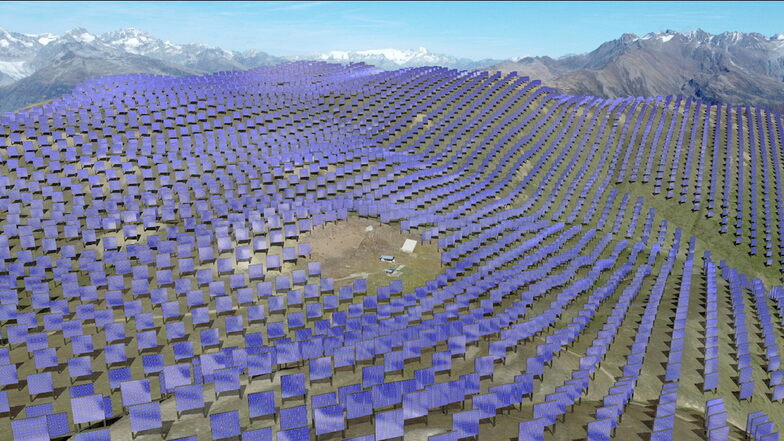 Die Illustration zeigt, wie das Gebiet nach der Entwicklung des Projekts "Grengiols Solar" nach Einschätzung der Interessengemeinschaft Saflischtal aussehen wird.