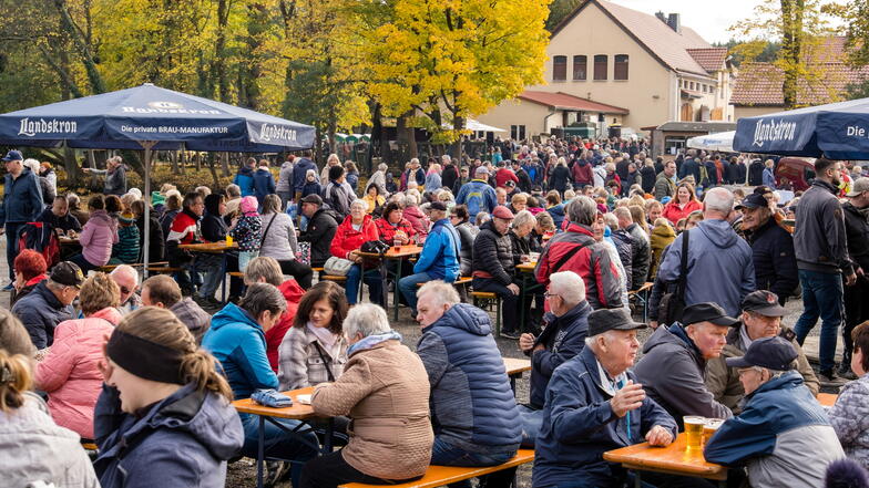 Viele Leute besuchten das traditionelle Schaufischen am Schlossteich in Petershain.