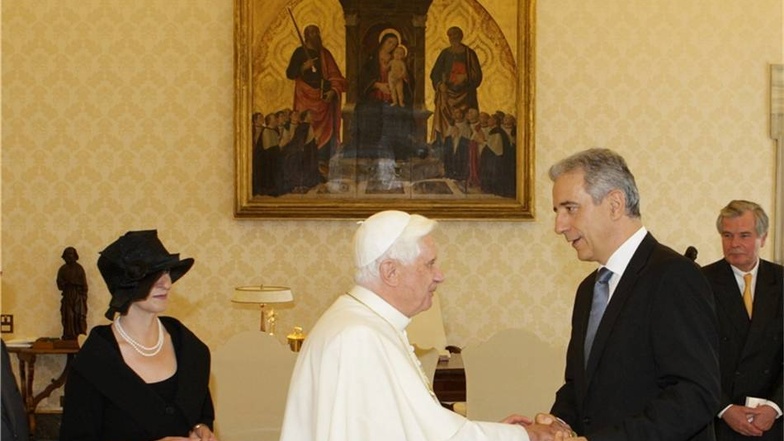 Audienz: Knapp einen Monat nach seinem Amtsantritt besucht der Katholik Tillich 2008 Papst Benedikt XVI.
