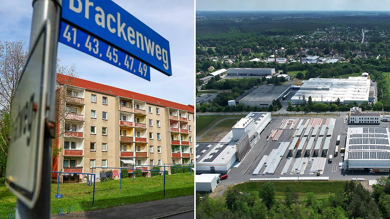 Knackpunkt: Noch nicht gelungen ist in Schwepnitz die vollständige Sanierung der Wohnblöcke am Brackenweg (l.). Pluspunkt: Die Gemeinde kann auf eine gute wirtschaftliche Entwicklung zurückblicken; zum Beispiel baute die Firma Bauder ein neues Werk.
