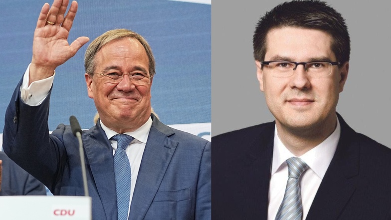 Döbelns Oberbürgermeister Sven Liebhauser (rechts) sagt deutlich: Armin Laschet trägt eine Mitschuld am schwachen Ergebnis der CDU in Mittelsachsen.