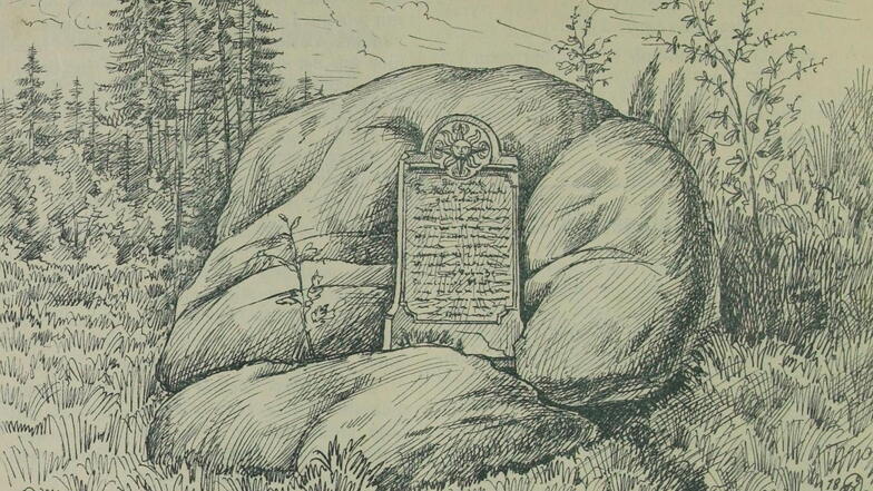Der Peststein in einer Zeichnung von 1889 Aus: Bergblumen 1889.