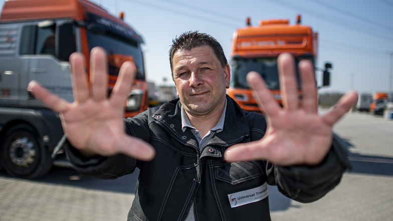 LKW-Fahrer Ronny Knoblauch beklagt mangelnde Möglichkeiten zur Desinfektion - und geschlossene Toiletten.
