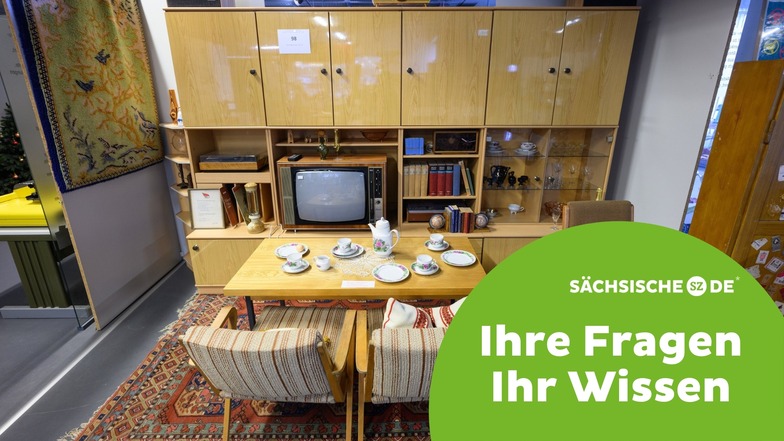 Eine Wohnzimmerausstattung ist im ehemaligen DDR-Museum am Dresdner Albertplatz. Könnten Teile der Einrichtung die Antwort für mehr Nachhaltigkeit sein?
