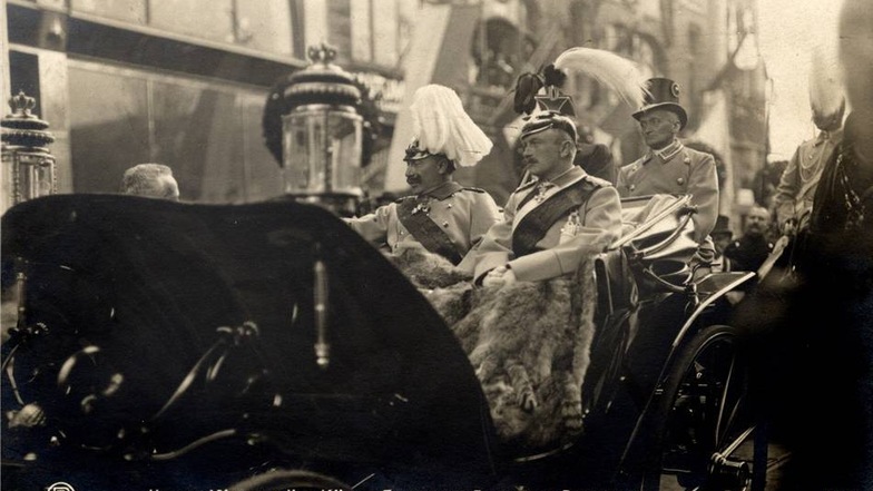 Kaiser Wilhelm II. und König Friedrich August III. von Sachsen in Dresden.