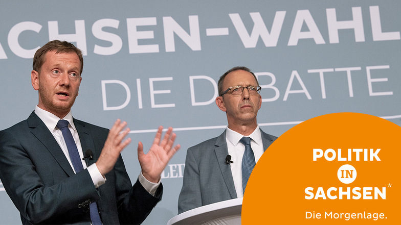 Schon bei der Landtagswahl 2019 standen sich CDU-Chef Michael Kretschmer und AfD-Chef Jörg Urban gegenüber. Nun könnte das Duell noch enger werden.