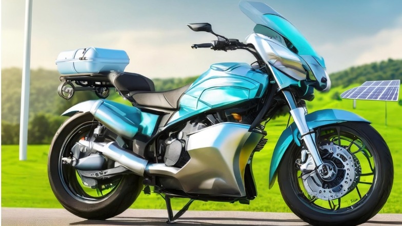 So könnte ein künftiges Motorrad mit Wasserstoff-Brennstoffzellenantrieb laut Fraunhofer aussehen. Die Ansicht hat das Institut mithilfe Künstlicher Intelligenz generiert.