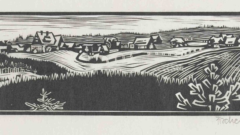 Panorama II, Holzschnitt aufSeidenpapier, 1931, 7,5 x 24,8 cm.