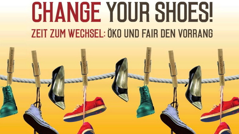 Im Bürgerhaus Roßwein ist noch bis 8. März eine Ausstellung zu sehen, in der es um Schuhe und die – teils unfairen wie gesundheitsschädlichen – Bedingungen für die Gerber geht.