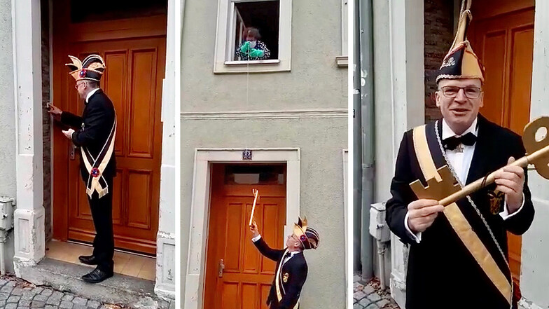 Ding Dong, Ding Dong wer steht da vor der Tür, ist es vielleicht der Präsident und nimmt den Schlüssel dir? Die Tür hat Radeburgs Bürgermeisterin am Mittwoch nicht geöffnet. Den Rathausschlüssel bekam Olaf Häßlich aber dennoch.