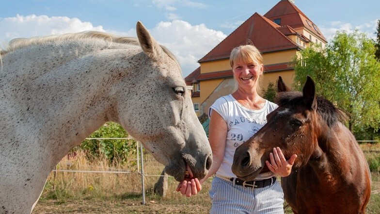 Birgit Dreßler aus Walda stellte dem Großenhainer Husarenverein ihre Pferde – hier Pia und Linda – zur Verfügung. Doch sie muss sie nun verkaufen.